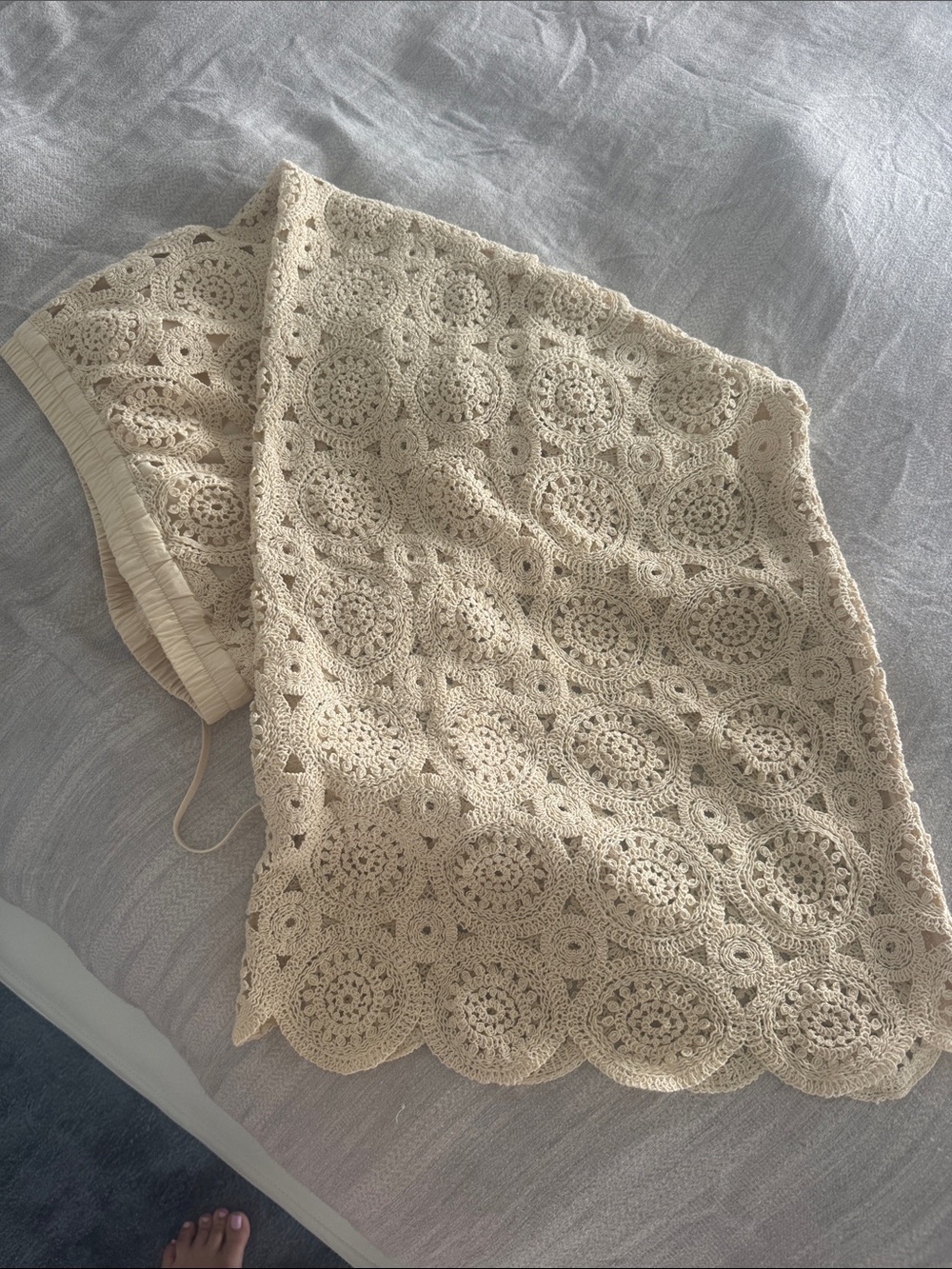 Zara Crochet Lace Maxi Skirt - Cream